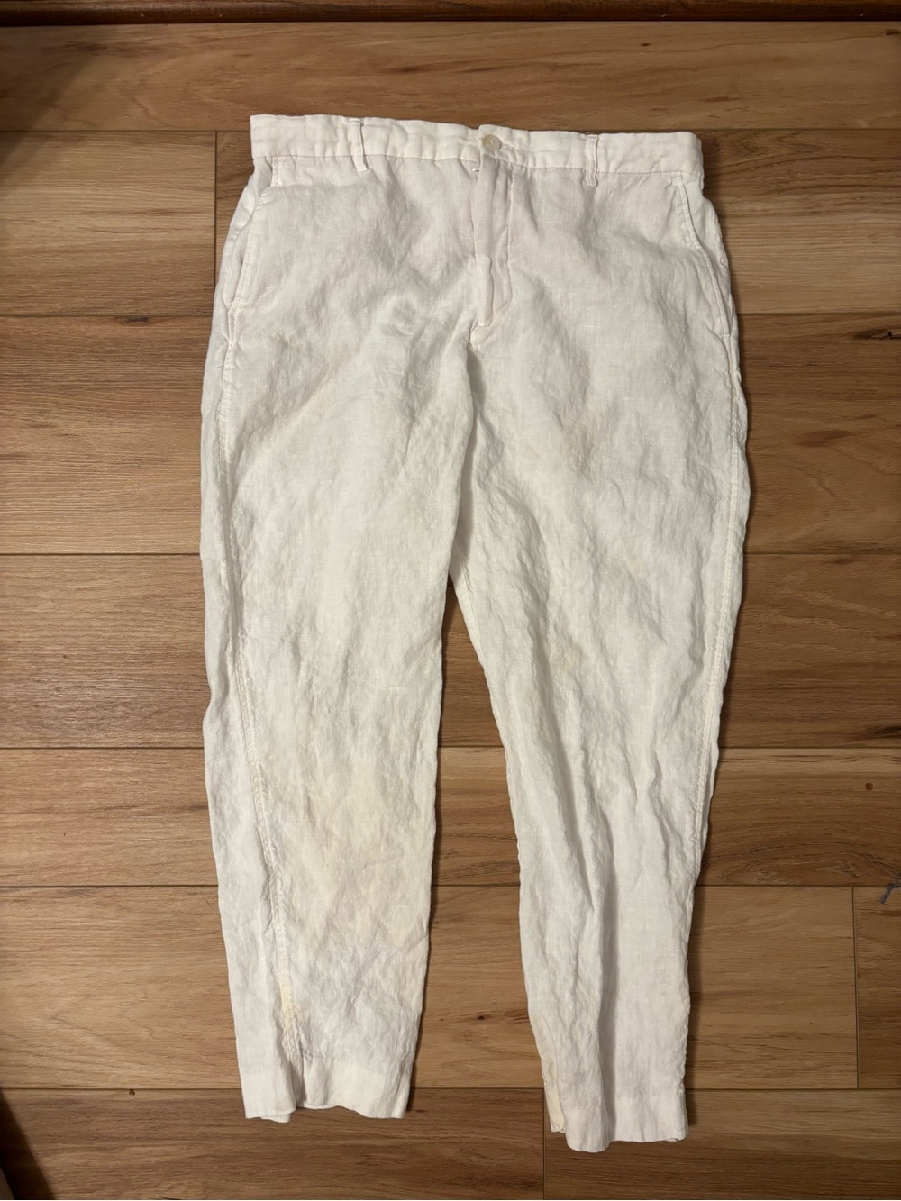 Zara Cream Linen-Blend Tapered Chinos